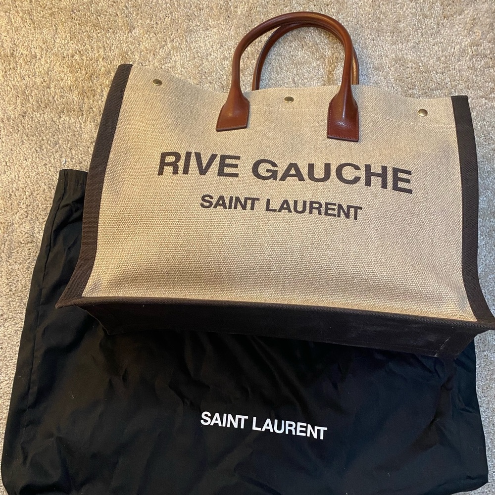 Saint Laurent Rive Gauche Linen Tote